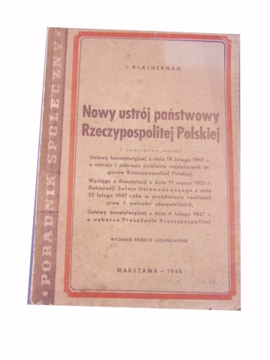 PORADNIK SPOŁECZNY NOWY USTRÓJ PAŃSTWOWY RZECZYPOSPOLITEJ POLSKIEJ 1948 r.